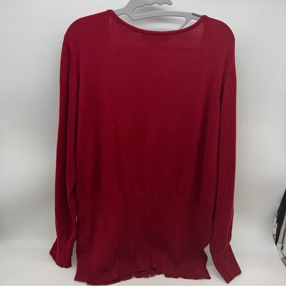 Ashley Stewart Women's Plus Sized Zip Up Red Cardigan w/Long Sleeves Size 26 - Picture 2 of 8